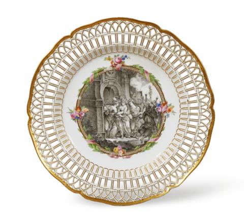 Charles Dominique Joseph Eisen - A Berlin KPM dessert plate from a dinner service with mythological decor made for Friedrich II