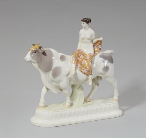 Adolph Amberg - A Berlin KPM porcelain model of the bride as Europa on the bull