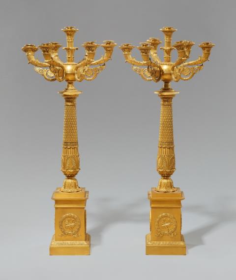 Pierre-Philippe Thomire - A pair of Empire table candelabra from the Château de Neuilly