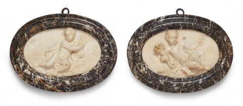 François Duquesnoy - A pair of relief plaques with allegories of spring and summer