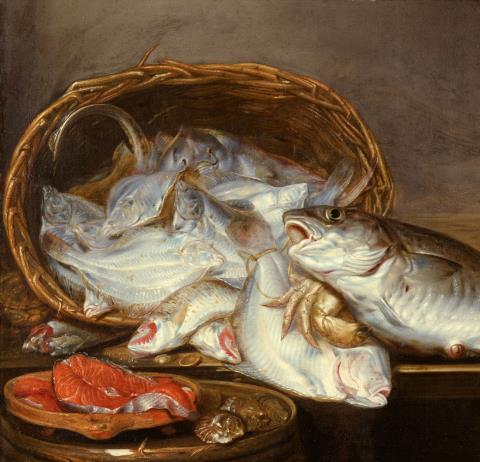 Pieter van Schaeyenborgh - Large Still Life with Fish
