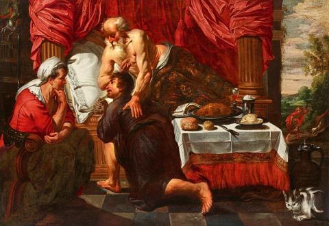 Flämischer Meister des 17. Jahrhunderts - Jakob erschleicht sich Isaaks väterlichen Erstgeburtssegen