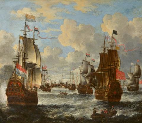 Pieter van den Velde - Schiffe auf unruhigem Gewässer vor Dordrecht