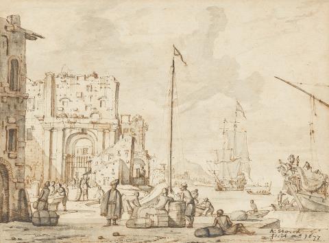 Abraham Storck - Two Harbour Scenes