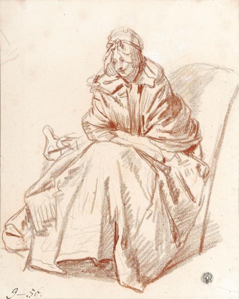 Jean-Baptiste Greuze - Auf einem Stuhl sitzende Frau