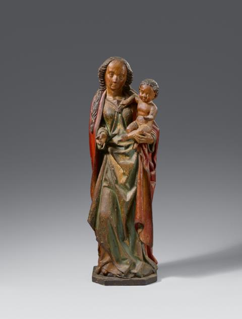  Lower Rhine Region - A carved wooden figure of the Virgin and Child, Lower Rhine Region, second half 15th century