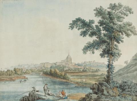 Jacob Philipp Hackert - View of the River Tiber and Saint Peter's in Rome