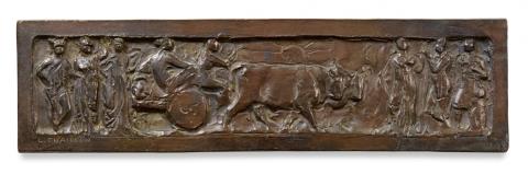 Louis Tuaillon - Allegorical bronze reliefs representing war and agriculture by Louis Tuaillon (1862 Berlin -1919)