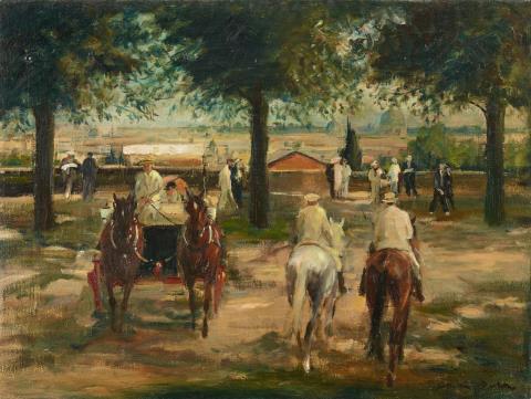 Otto Dill - Ansicht von Rom mit Kutsche und Reitern