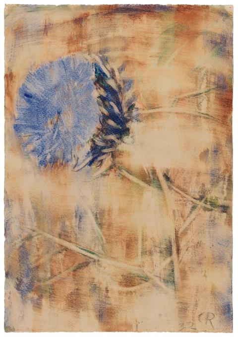 Christian Rohlfs - Blaue Blüte auf rötlichem Grund (Distel)