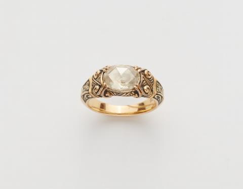 Otto Jakob - An 18k gold enamel and diamond ring