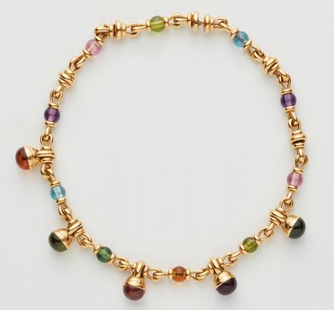 An 18k gold Bulgari gemstone necklace