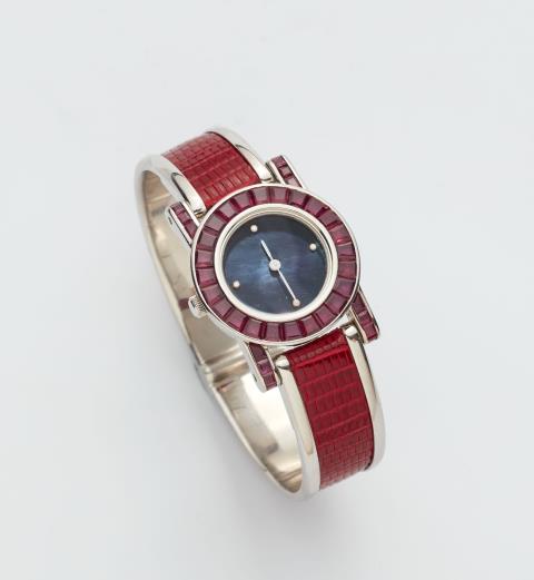 Gebrüder Hemmerle - A platinum ruby cocktail watch