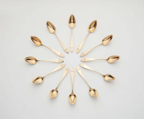 Anton Georg Eberhard Bahlsen - Twelve Hanover silver gilt spoons