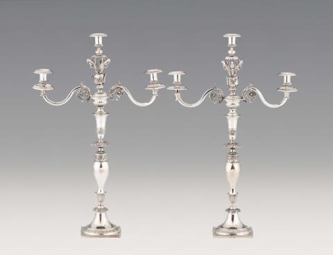 Johann David Klose - A pair of large Breslau silver candelabra