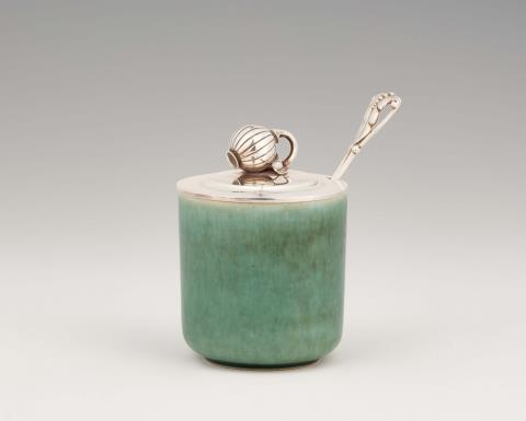 A silver-mounted confit jar no. 361 with spoon
