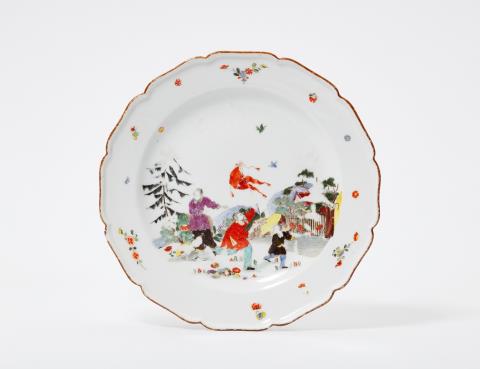 Adam Friedrich von Löwenfinck - A Meissen porcelain plate with Chinoiserie decor