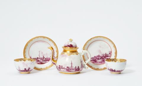 Christian Friedrich Herold - Five items of Meissen porcelain from a service with merchant navy scenes