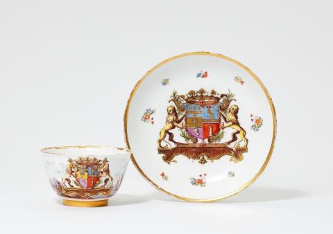 Christian Friedrich Herold - A rare Meissen porcelain tea bowl and saucer from the "Campoflorido" service