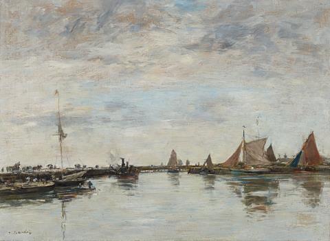 Eugène Boudin - Ships in the Harbour of Trouville