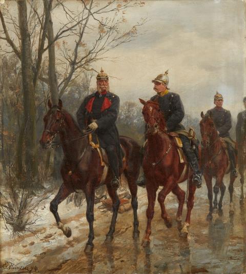 Emil Hünten - Emperor Wilhelm I, Prince Otto von Bismarck, and Count Helmuth von Moltke on Horseback