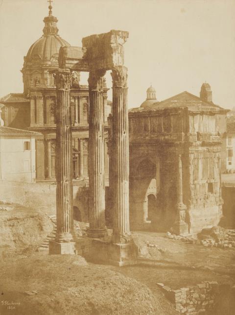 Frédéric Flachéron - Temple of Jupiter and Arch of Septimius Severus, Roman Forum