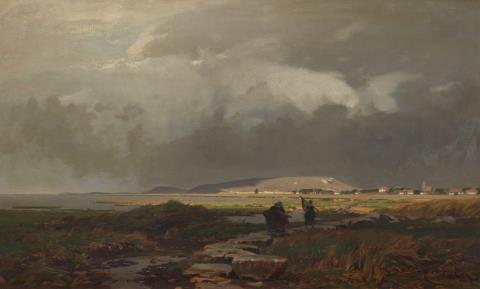 Eugène Gustav Dücker - Coastal Landscape with Fisherwomen