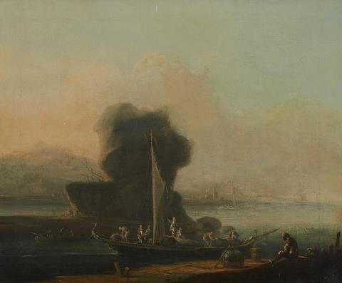 Johann Alexander Thiele - River Landscape with a Heavily Laden Boat