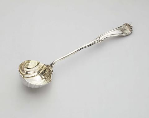 Martin Friedrich or Johann Bernhard Müller - A Rococo silver soup ladle