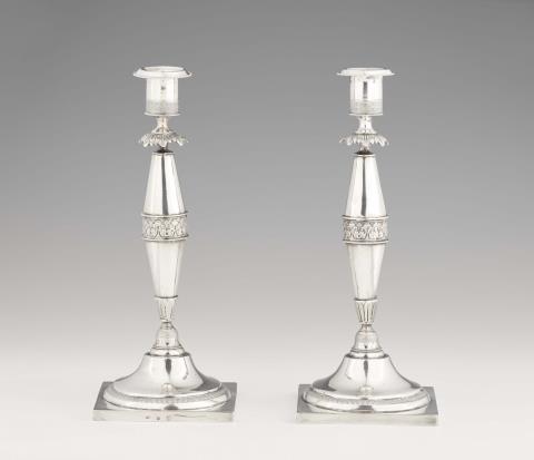 Johann Christian Samuel Kessner - A pair of Neoclassical Berlin silver candlesticks