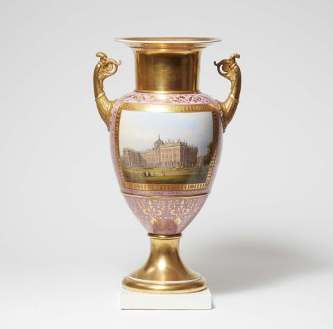 Carl Daniel Freydanck - A Berlin KPM porcelain vase with views of Potsdam Palace