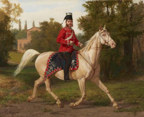 Carl Steffeck - Portrait of Hans von Wartenberg, Royal Prussian Cavalry Captain Königlich Preussischer Rittmeister Landwehr <BR>Majoratsherr auf Gleissen, Neumarkt