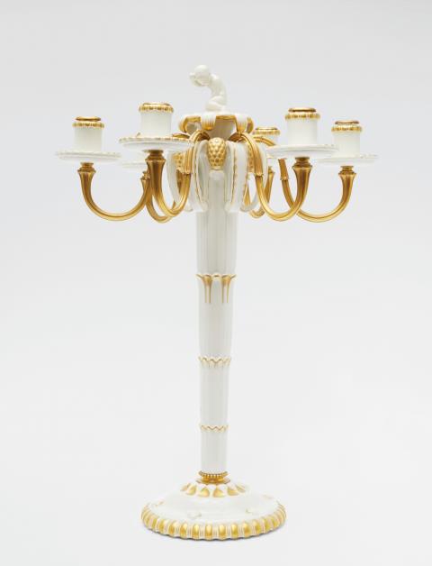Adolph Amberg - A Berlin KPM porcelain candelabrum from Amberg's centrepiece