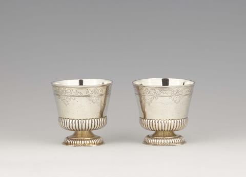 A rare pair of Régence Mainz silver beakers