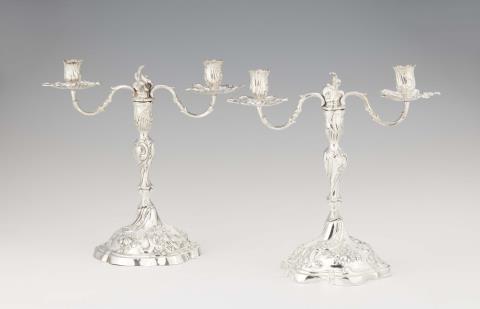 Johann Philipp Heckenauer - A pair of Rococo Augsburg silver candelabra