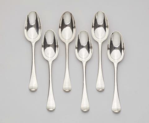 Six George I silver spoons