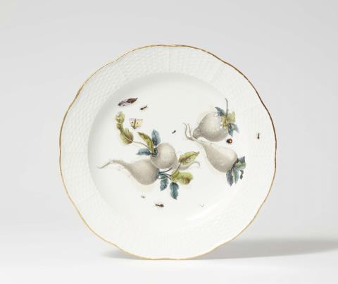 Johann Friedrich Eberlein - Four Meissen porcelain plates with turnip and insect motifs