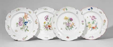 Four Nymphenburg porcelain plates with bouquets