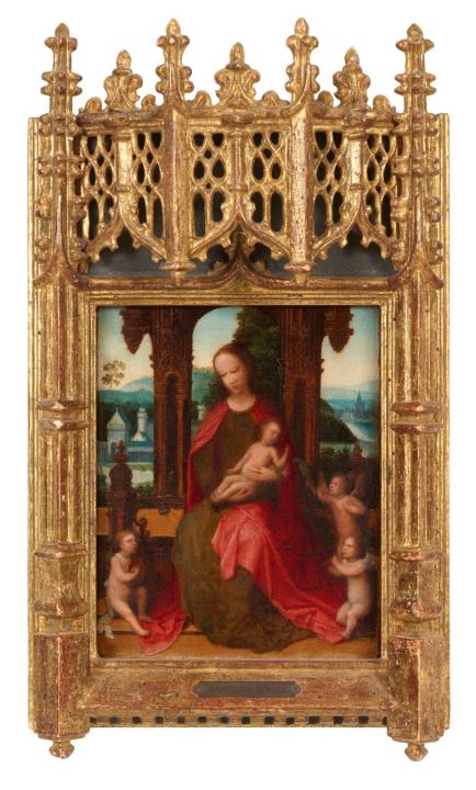 Marcellus Coffermans - Thronende Madonna mit Kind und drei Engeln