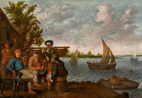 Abraham Willaerts - Rastendes Fischervolk am Flussufer