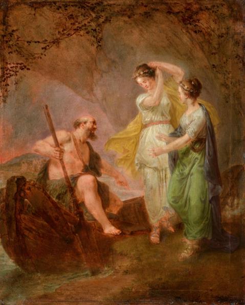 Bernhard Rode - Charon Inviting Two Women to Step into his Boat