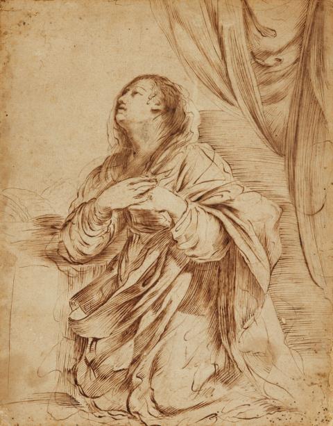 Giovanni Francesco Barbieri, called Il Guercino - Kneeling Virgin Mary – from an Annunciation Scene