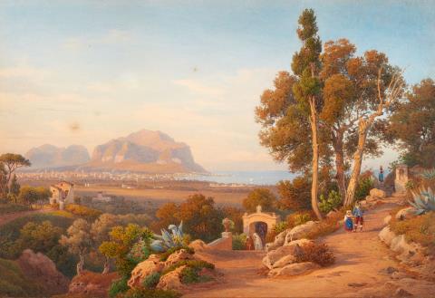 Salomon Corrodi - View of Monte Pellegrino near Palermo