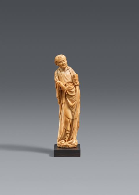 German 2nd half 14th century - A German carved ivory figure of a monk saint, second half 14th century