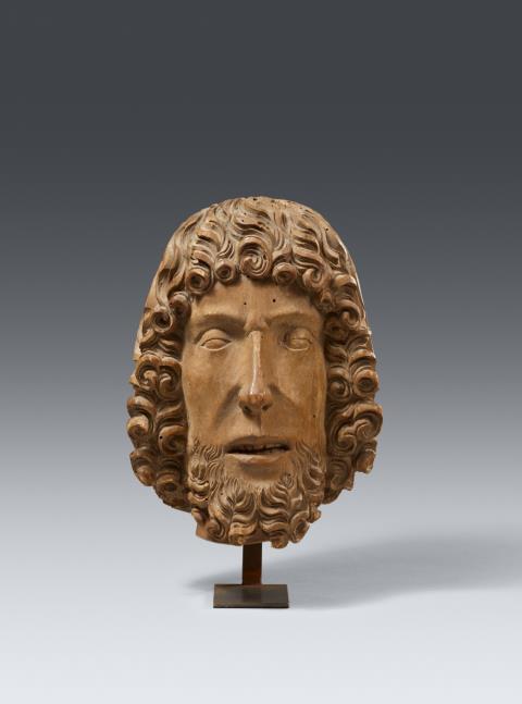 Probably South German Late 15th century - A late 15th century carved wood head, probably John the Baptist, presumably Southern Germany