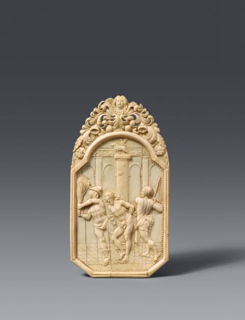 South German Late 17th century - A late 17th century South German pax with Christ at the Column