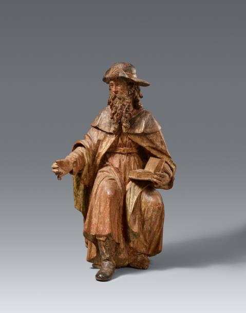 South German Circa 1700 - A South German carved wood figure of Saint James, circa 1700