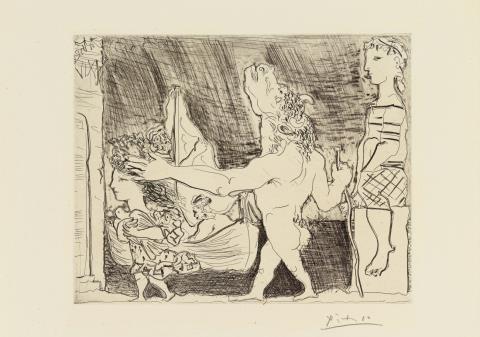 Pablo Picasso - Minotaure aveugle guidé dans la nuit par une petite fillette au pigeon