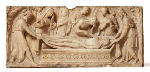 Flemish mid-16th century - A Flemish alabaster relief of the Entombment, mid 16th century