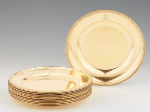 Jean-Charles Cahier - Ten silver gilt plates from a service made for Grand Duke Michael Pavlovich
